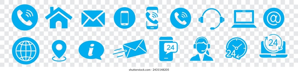 contact icons set collection vector