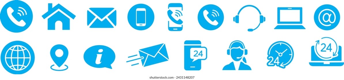 contact icons set collection vector