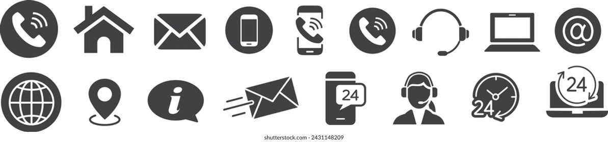 contact icons set collection vector