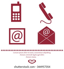 Contact icons set - envelope, mobile, phone, mail