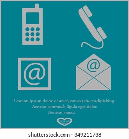 Contact icons set - envelope, mobile, phone, mail