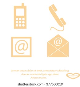 Contact icons set - envelope, mobile, phone, mail