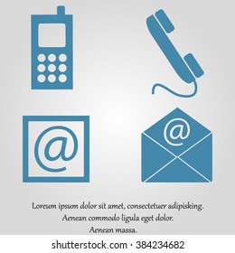 Contact icons set - envelope, mobile, phone, mail