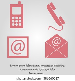 Contact icons set - envelope, mobile, phone, mail