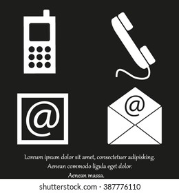 Contact icons set - envelope, mobile, phone, mail