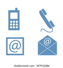 Contact icons set - envelope, mobile, phone, mail