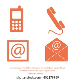 Contact icons set - envelope, mobile, phone, mail
