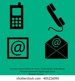 Contact icons set - envelope, mobile, phone, mail