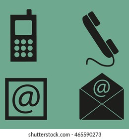Contact icons set - envelope, mobile, phone, mail