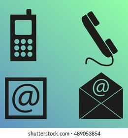 Contact icons set - envelope, mobile, phone, mail