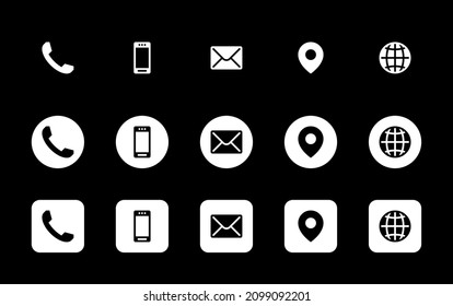 Contact Icons Set. Flat Contact Information Icons Set