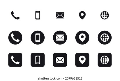 Juego de iconos de contacto. Juego de iconos de información de contacto plana