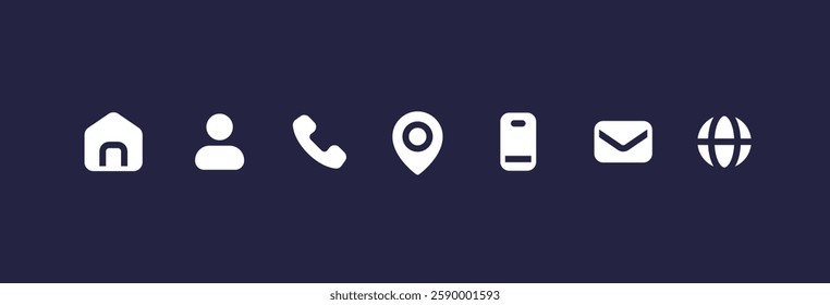 Contact Icons Set: Home, Phone, Mobile, Email, Address, Location, Website, Globe, – Vector Collection. Contact Us Vector icons.