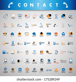 Contact Icons Set - Isolated On Gray Background - Vector Illustration, Graphic Design Editable For Your Design