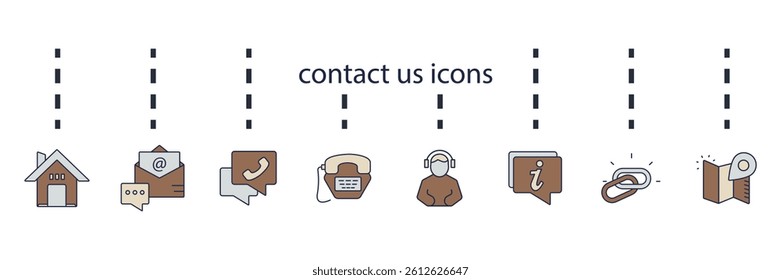 Contact icons set isolated on White Background Flat style design