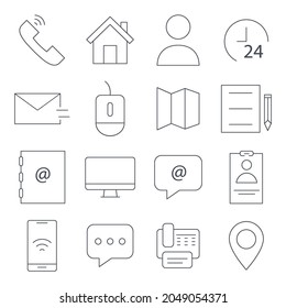 contact icons set. contact  pack symbol vector elements for infographic web