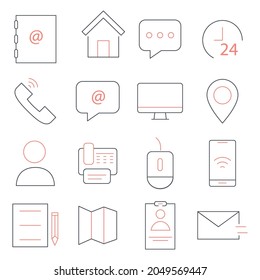 contact icons set. contact  pack symbol vector elements for infographic web