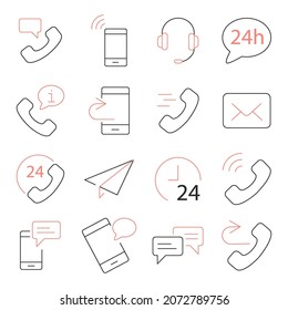 contact icons set. contact  pack symbol vector elements for infographic web