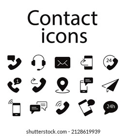 Contact icons set . Contact pack symbol vector elements for infographic web