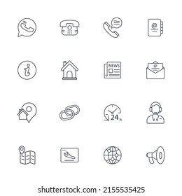 Contact icons set . Contact pack symbol vector elements for infographic web