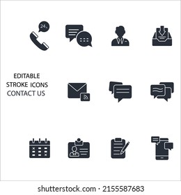 Contact icons set . Contact pack symbol vector elements for infographic web