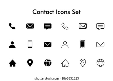 Contact icons set simple minimalism