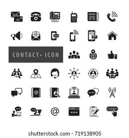Contact icons set, vector