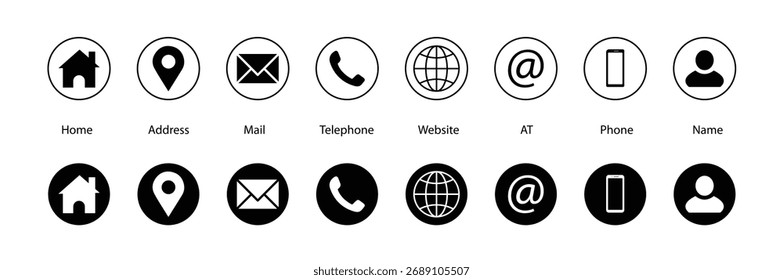 Contact icons set vector illustration. Web icon set. black and white icons set isolated background.