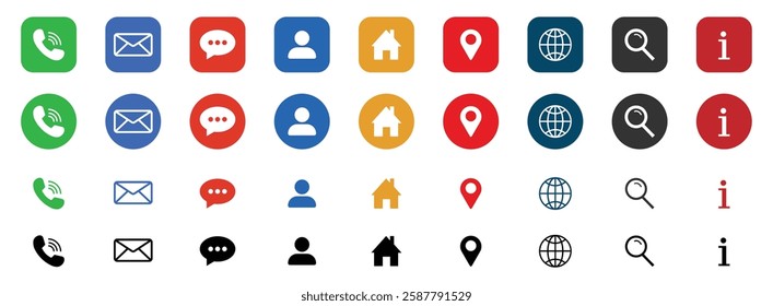 contact icons sheet vector illustration 
