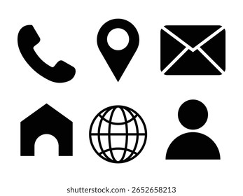 Contact icons. Contact sign vector set. Telephone number symbol. Email logo. Mail envelope sign. Location address symbol