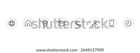 Contact icons. Contact sign vector set. Telephone number symbol. Email logo. Mail envelope sign. Location address liquid glass line icon set. Contact us liquid glass button icon minimalistic set.