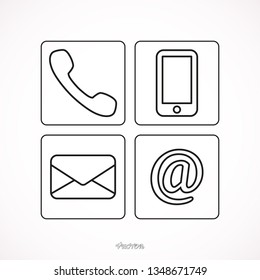 Contact icons - simple flat design isolated on white background, vector 