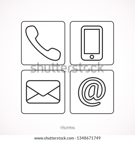 Contact icons - simple flat design isolated on white background, vector 