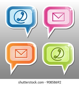 Contact icons in speech bubble.