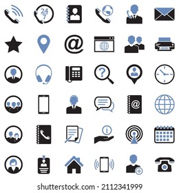 Contact Icons. Two Tone Flat Design. Vector Illustration.