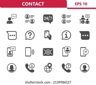 Contact Icons. Contact Us, Communication. Professional, pixel perfect icons. EPS 10 format.