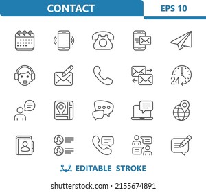 Contact Icons. Contact Us, Communication, Social Media Icon Set