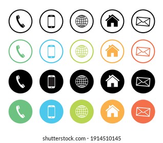 Contact Icons. Contact Us – Set of buttons. Web icons . Communication vector illustration.