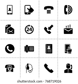 Contact icons. vector collection filled contact icons. includes symbols such as call center, contact book, call, incoming call, phone. use for web, mobile and ui design.