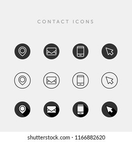 Contact Icons - Vector Line Set