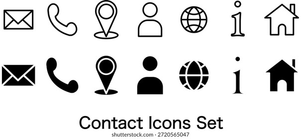Vector de iconos de contacto establecido en estilo plano que incluye el teléfono, el correo electrónico, la ubicación, el chat y los símbolos de Asistencia. Diseño limpio y moderno adecuado para Sitios web, App móviles, interfaz de usuario y comunicación comercial.