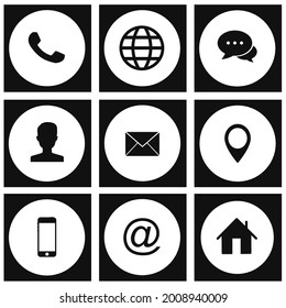 Contact icons vector set. Web icon illustration. phone, website, mail, time, call, home, printer, chat, edit