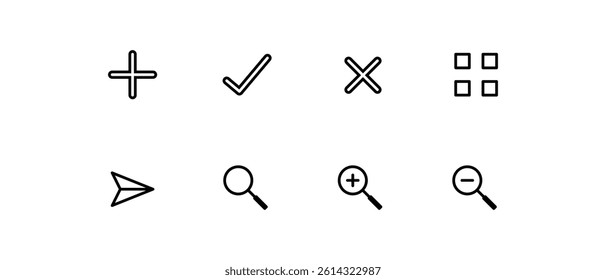 Contact icons. Web icons. Vector illustration. 
Add, zoom, send, menu