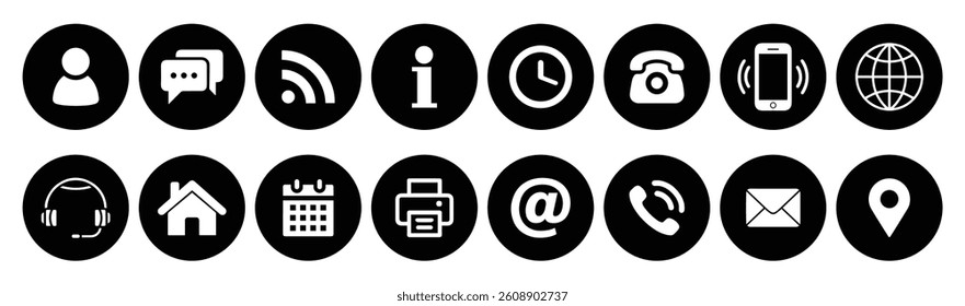 Contact icons for website, resume, business card, cv , visiting card. vector eps file.