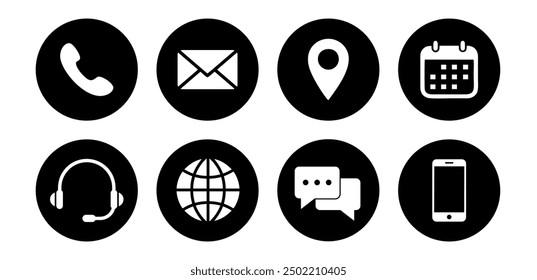 Contact icons for website and resume. phone, mobile, Email, location map, globe, chat, calendar