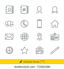 Contact Icons/Vectors Set - In Line/Stroke Design