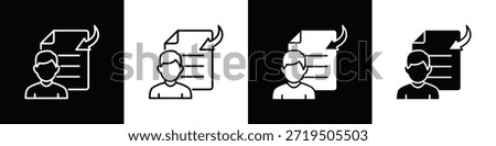 Contact Import Icon Set White Black Background Style