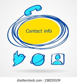 contact info icons element sketch color set