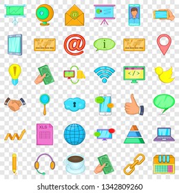 Contact info icons set. Cartoon style of 36 contact info vector icons for web for any design