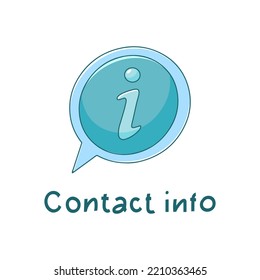 Contact information icon in hand drawn style isolated on white background. Contact sign in doodle style